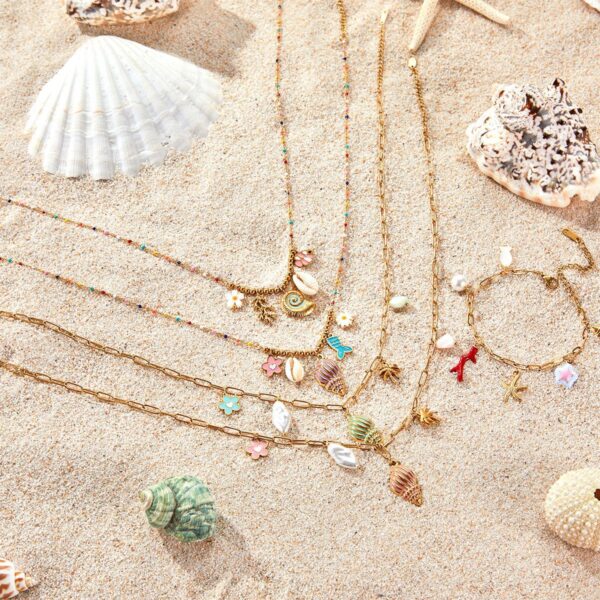Wholesale Cross-border Hot Sale Ocean Beach Holiday Style Ceramic Pendant Bracelet Necklace Shell Starfish Summer Clavicle Chain Jewelry