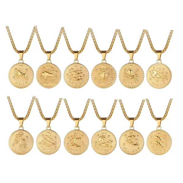 Wholesale Jewelry Fashion Constellation 304 Stainless Steel 18K Gold Plated Gold Plated Stainless Steel Necklaces