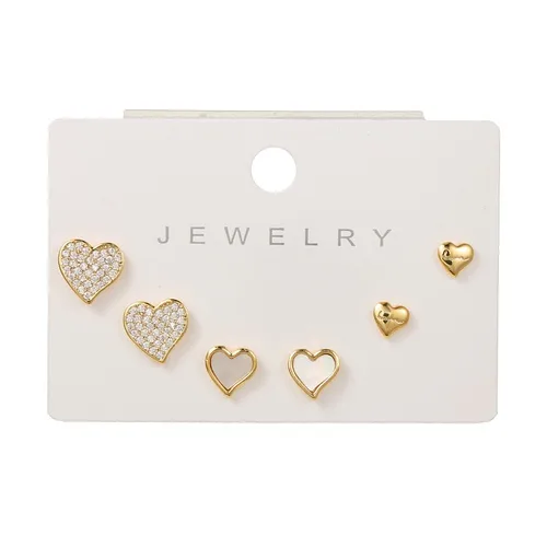1 Set Simple Style Geometric Plating Inlay Brass Cat's Eye Stone Shell Zircon Ear Studs