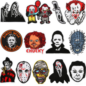 Wholesale Howling Day ess Embroidered Cloth Stickers Horror Doll Patch Stickers Zombie Embroidery Pieces Weird Clown Embroidery Chapter