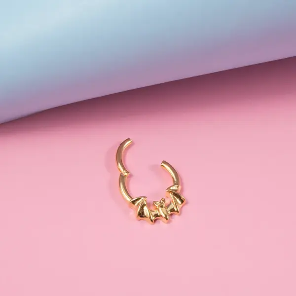 Wholesale 1 Piece Nose Rings & Studs Simple Style Flame Bat 304 Stainless Steel Plating 18K Gold Plated Nose Pin