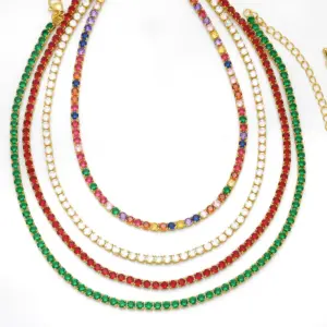 Wholesale Fashion Multicolor Colorful Copper Plating Inlay Zircon Necklace