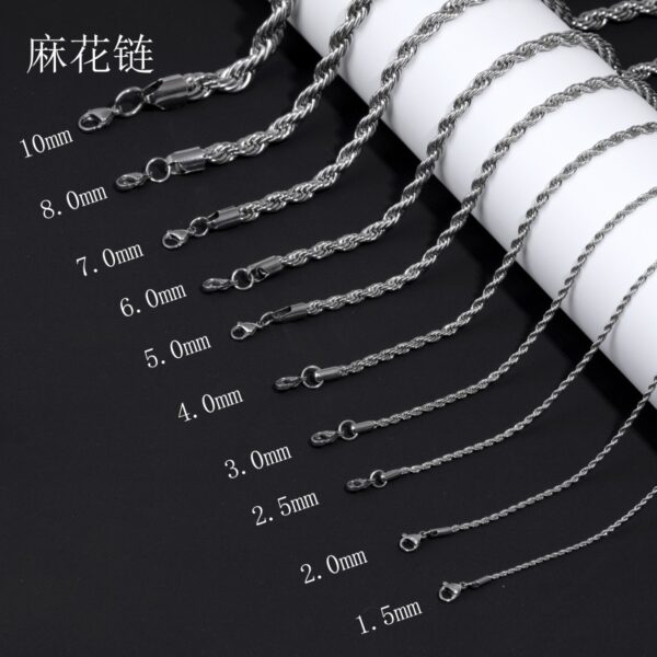 Wholesale European and American stainless steel twist chain fashion titanium steel necklace sweater chain men's domineering women's clavicle necklace