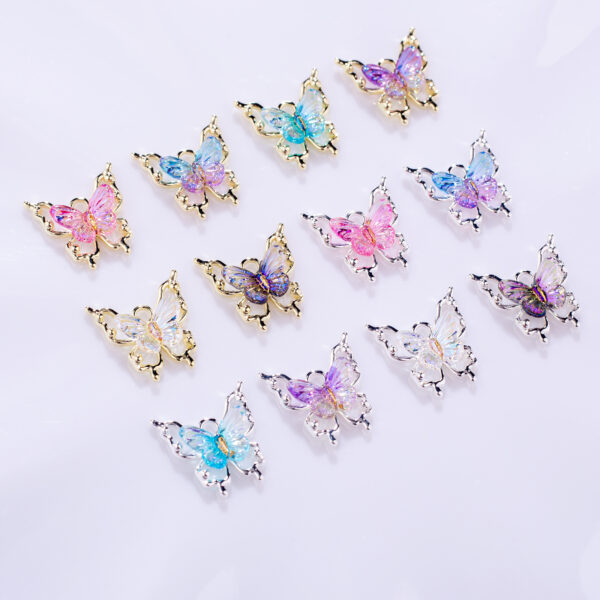 Wholesale New Butterfly Nail Art Accessories Laser Magic Color Gradient Ice Penetrant Elf Butterfly Stereoscopic Nail Accessories Nail Art Butterfly