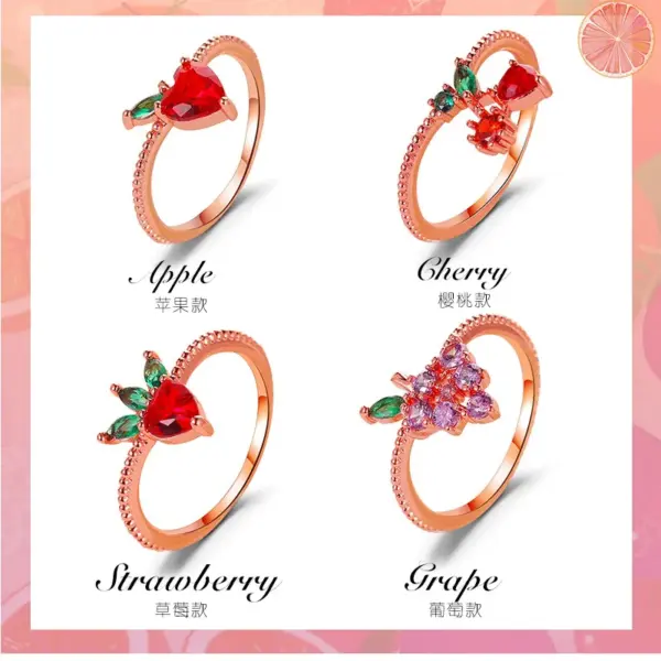 Copper Plating Fruit Artificial Gemstones Copper Rings