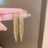 Wholesale 1 Pair Elegant Solid Color Tassel Plating Copper Gold Plated Drop Earrings