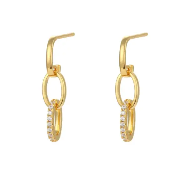 Wholesale 1 Pair IG Style U Shape Geometric Inlay Copper Zircon Gold Plated Ear Cuffs Earrings
