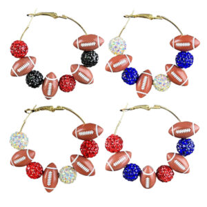Wholesale Women's Diamond Hoop Sparkling Cheerleading Sports Football Game Earrings
