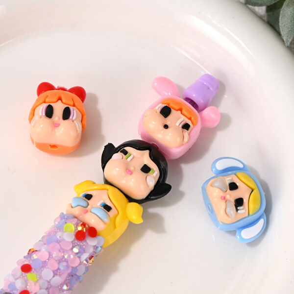 Wholesale cartoon rubber girl straight hole beads OLY Exclusive