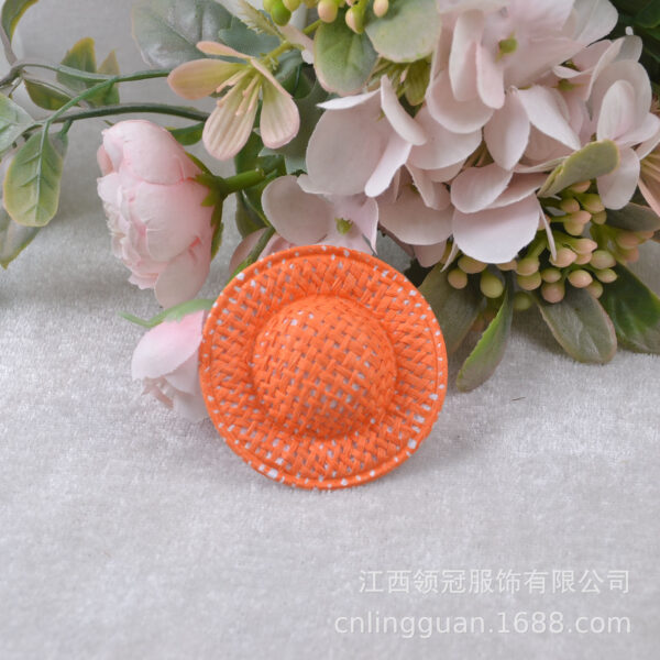 Wholesale Color floral hat imitation straw hat green plant decorative doll hat DIY craft hat papyrus 5cm