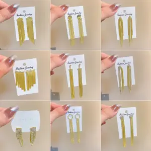 Fashion Geometric Copper Drop Earrings Tassel Zircon Copper Earrings