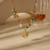 Wholesale Ion Plating (IP) 18K Gold Plated Elephant Flower Boots 304 Stainless Steel Basic Bohemian Pendant Necklace