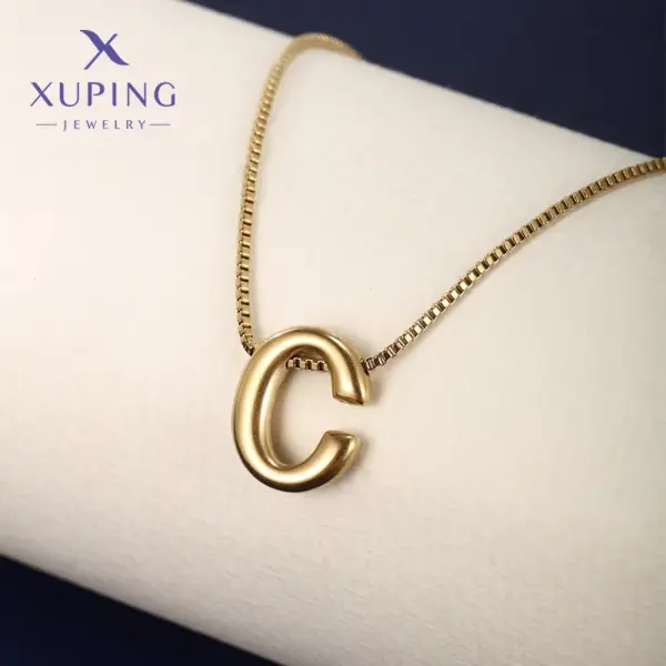 Wholesale 304 Stainless Steel 18K Gold Plated XUPING Simple Style Letter Necklace