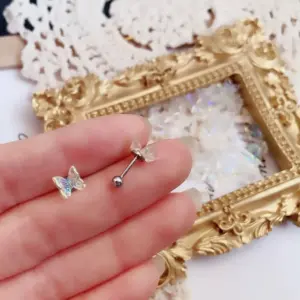 Aurora Transparent Butterfly Twist Ball Ear Bone Stud Single
