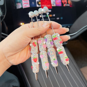Wholesale New Fruit-Shaped Clay Ballpoint Pens, Handmade Rhinestone-Adorned Ballpoint Pens, Creative Wholesale Manufacturer, Cross-Border Direct Sales, Multiple Colors