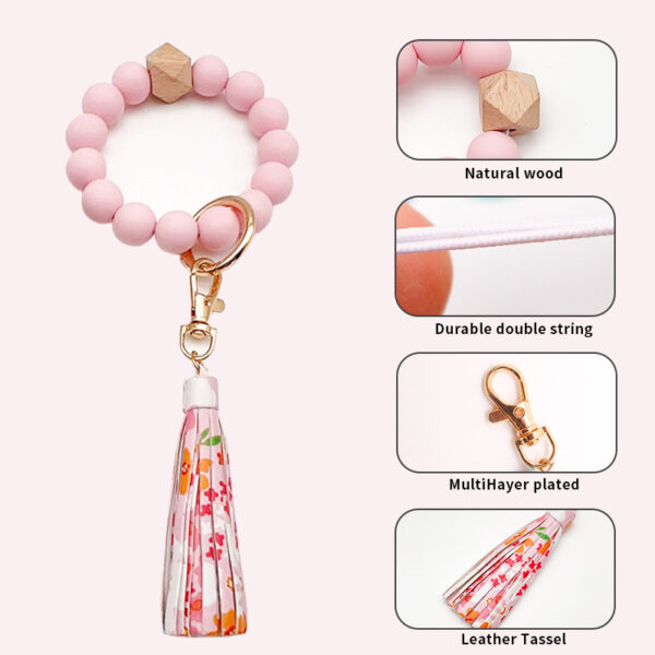 Wholesale Silicone bracelet with floral pattern and folded edge keychain