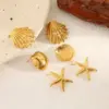 Wholesale 1 Pair Vintage Style Classic Style Scallop Star Starfish Plating 304 Stainless Steel Ear Studs