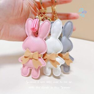Leather bunny keychain [gray]