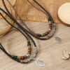 Wholesale Vintage leaf pendant multi-layer pull-out handmade necklace