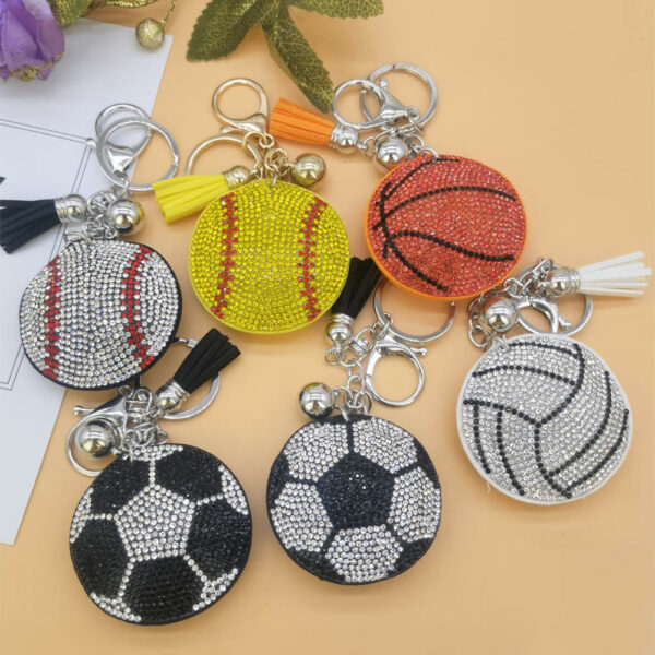 Wholesale Creative Gift Hot Rings Hot Drawing Diamond encrusted Volleyball Keyc
