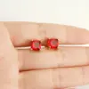 Wholesale 1 Pair Retro Square Inlaid Zircon 304 Stainless Steel Zircon 18K Gold Plated Stainless Steel Earrings