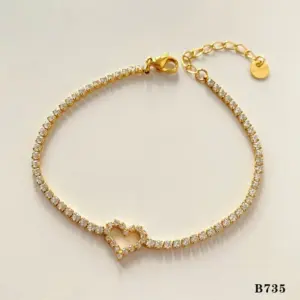 Gold Heart Diamond Bracelet B735