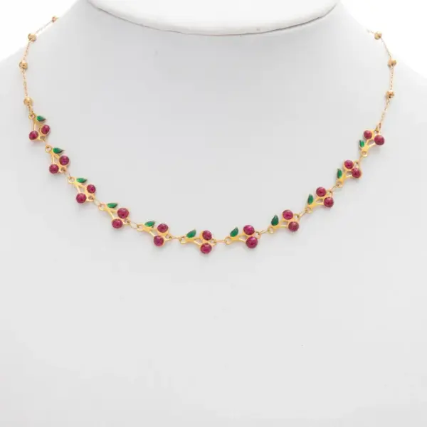 Wholesale Jewelry Cute Sweet Cherry 304 Stainless Steel Enamel Necklace Cable Chain