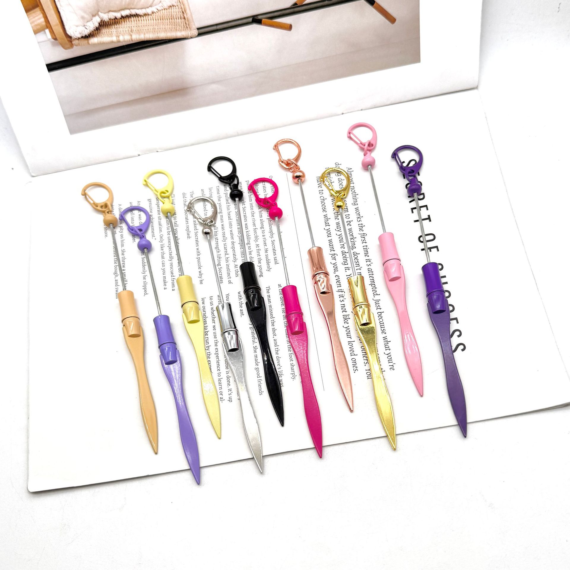 Wholesale New Letter Opener DIY Beaded Letter Opener Multifunctional Metal Paper Cutter Outdoor