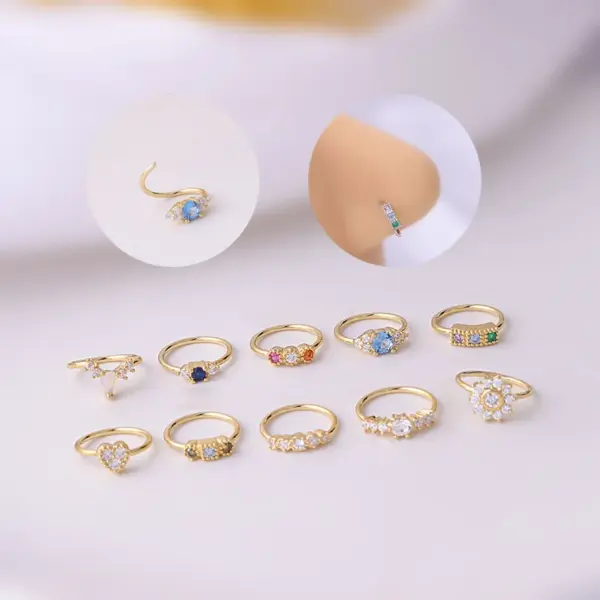 Fashion Geometric Copper Plating Zircon Nose Ring Nose Pin