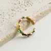 Wholesale PVD Coated Devil'S Eye 304 Stainless Steel Hip-Hop Cool Style Waterproof Non Tarnish Open Ring