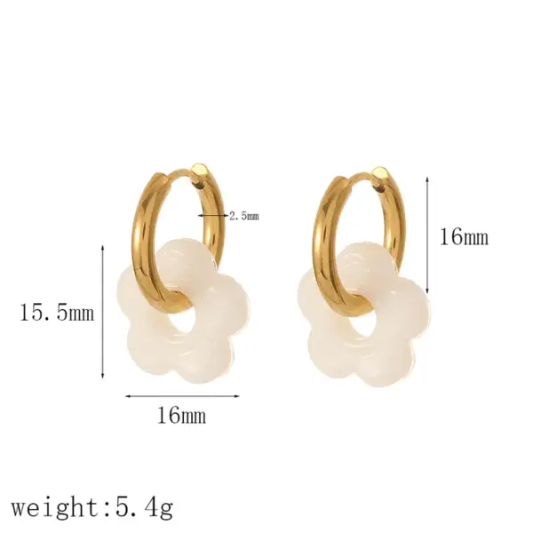 Wholesale PVD Coated Real Gold Plated 18K Gold Flower 304 Stainless Steel IG Style Sweet Waterproof Non Tarnish Earrings