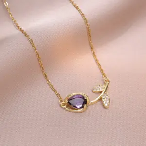 X3215 Purple Tulip Necklace