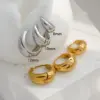 Ion Plating (IP) 18K Gold Plated C Shape 304 Stainless Steel Sweet Classic Style Waterproof Non Tarnish Hoop Earrings