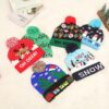 Wholesale Cross-Border Christmas Decoration Supplies Cuffed Ball Knitted Hat Led Light Santa Claus Luminous Hat Adult and Kidsren's Hat