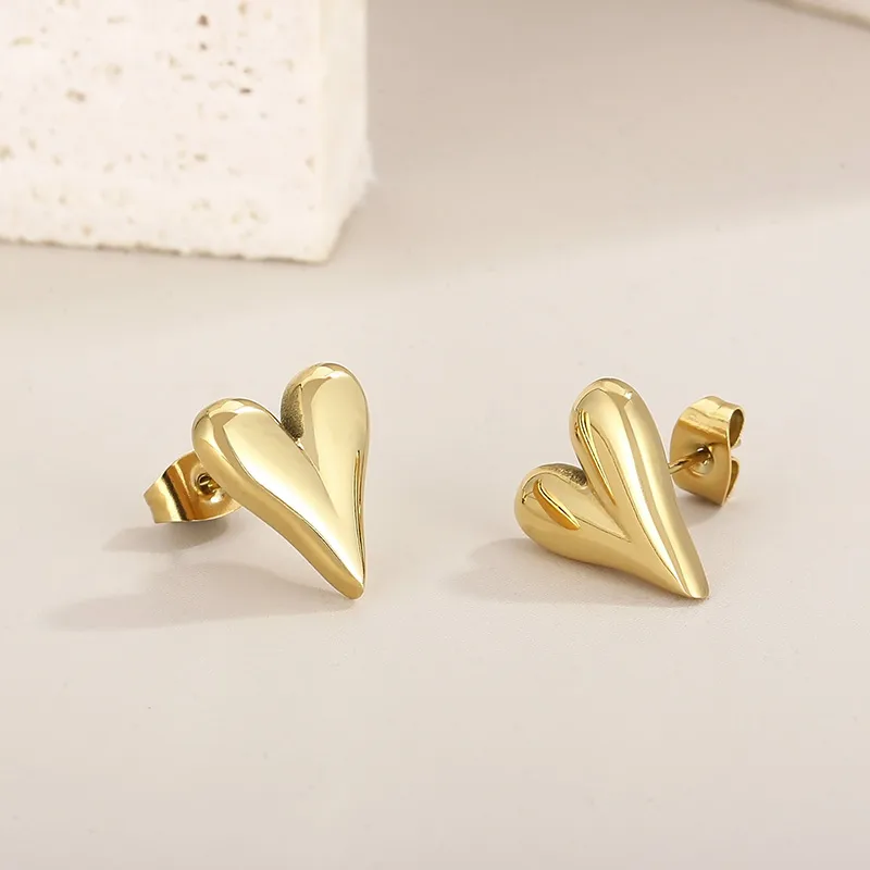 Wholesale Fashion Heart Shape Stainless Steel Plating op Earrings 1 Pair