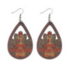 oly-69265ff4730cdb59bdcb25914c038f56 Wholesale New cross-border Thanksgiving leopard print polka dot turkey teardrop-shaped hollowed-out pendant earrings, distressed wooden double-sided earrings