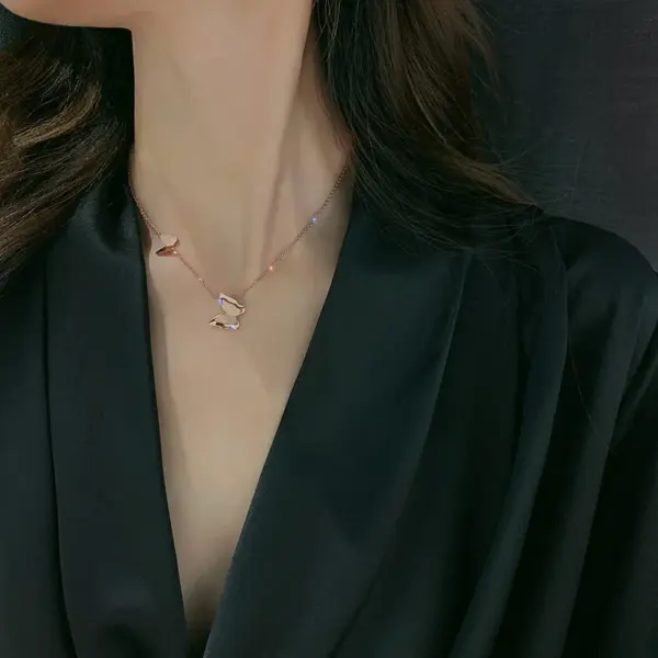 Elegant Butterfly Titanium Steel Plating Necklace