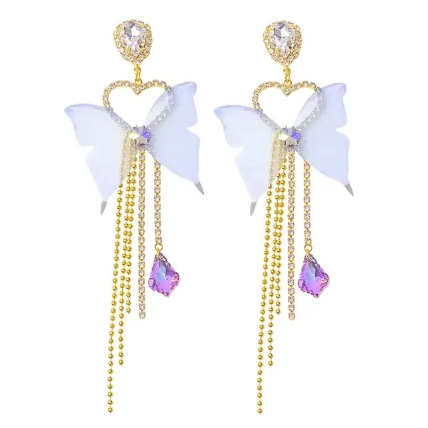 Wholesale 1 Pair Fashion Geometric Heart Shape Bow Knot Diamond Copper Artificial Pearls Zircon Drop Earrings