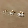 304 Stainless Steel Round PVD Coated Zircon 18K Gold Plated Simple Style Inlay Ear Studs