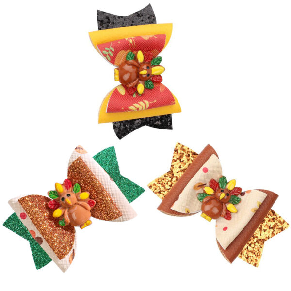 oly-693084447cbe91fb779a1ab53176e04e Wholesale Thanksgiving Turkey Bow Children's Leather Hair Clip