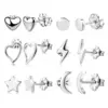 Wholesale 1 Pair Simple Style Streetwear Commute Pentagram Moon Heart Shape 304 Stainless Steel Ear Studs