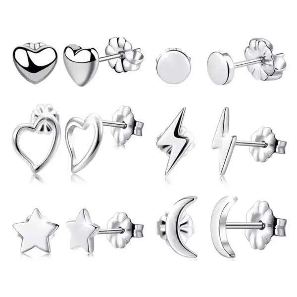 Wholesale 1 Pair Simple Style Streetwear Commute Pentagram Moon Heart Shape 304 Stainless Steel Ear Studs