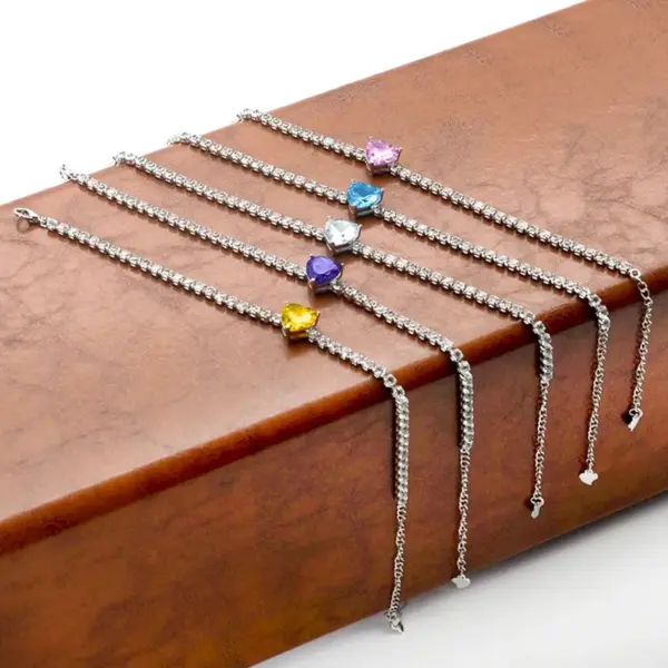 Wholesale Colorful Heart Shape Dragon Gem Rhinestone Copper Fashion Bracelets