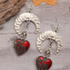 Wholesale silver Moon Accessories Bat Hearts Design Pendant Earrings Vintage Gothic Zinc Alloy Jewelry Creative Men and Women