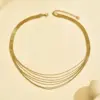 Wholesale PVD Coated Real Gold Plated 14K Gold Solid Color Lines 304 Stainless Steel Basic Modern Style Waterproof Non Tarnish 304 Stainless Steel Layered Necklaces