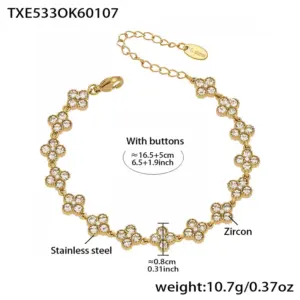 TXE533-White Zircon Bracelet 16.5+5cm