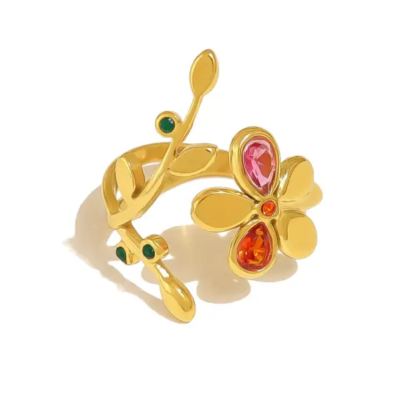 Wholesale PVD Coated 18K Gold Real Gold Plated Geometric 304 Stainless Steel Vacation French Style IG Style Waterproof Non Tarnish Open Rings