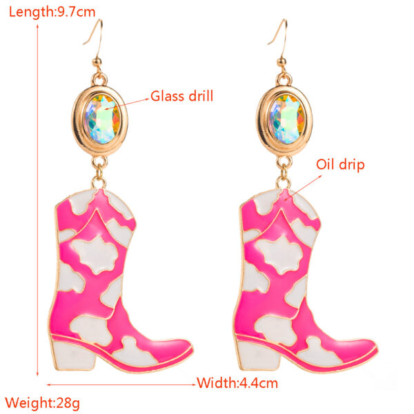Wholesale European and American Fashion Jewelry Personalized Exaggerated Earrings Creative Fashion Denim Boots Alloy Oil Drops Diamond Multi-Layer Earrings for Women