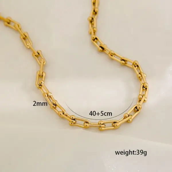 Wholesale Jewelry Casual Streetwear U Shape 304 Stainless Steel 18K Gold Plated Cuban Link Chain Curb Chain Chain Necklace