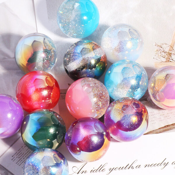 Wholesale Fine flash cat eye starry sky star drill ball straight hole beads DIY mobile phone chain key chain bag chain accessories